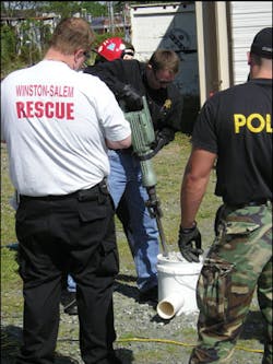 Protesters use “locking devices” such as buckets, bike locks, drums and other devices to anchor individuals. Emergency responders must learn to open and neutralize such devices. Protesters use “locking devices” such as buckets, bike locks, drums and other devices to anchor individuals. Emergency responders must learn to open and neutralize such devices.