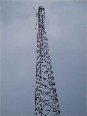 Hurricane-force winds severely damaged this radio tower. Disaster recovery plans should provide for such contingencies.