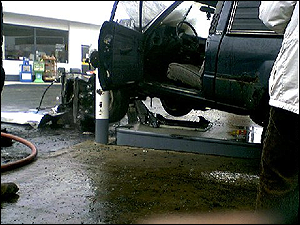 The fuel pump sheared off at ground level like it is designed to do.