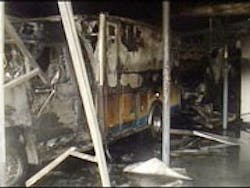 This ambulance was one of two that was destroyed in the fire. This ambulance was one of two that was destroyed in the fire.