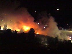 At one point, flames were thought to be 40-50 feet in the air. At one point, flames were thought to be 40-50 feet in the air.