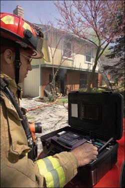 A portable receiving system allows an incident commander to establish a receiving station at a convenient location. This may be in or near a vehicle, or even just outside an involved structure.