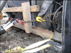 A power spreader can be used with shackles and a rated chain package to pull a steering column. A come-along will complete this task as will other tools that may be in your inventory. Have a Plan A, Plan B, and even a Plan C in mind for dealing with this entrapment scenario and then go out and practice this until you&acirc;&euro;&trade;re satisfied that you&acirc;&euro;&trade;ve got it figured out.
