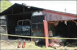 The remains of the Hay Valley Volunteer Fire Department after an accidental fire April 15.