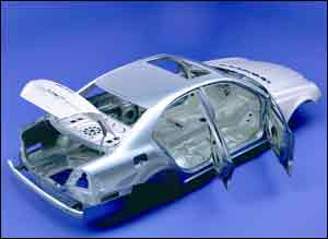 This Body-In-White image shows the skeleton of the vehicle.