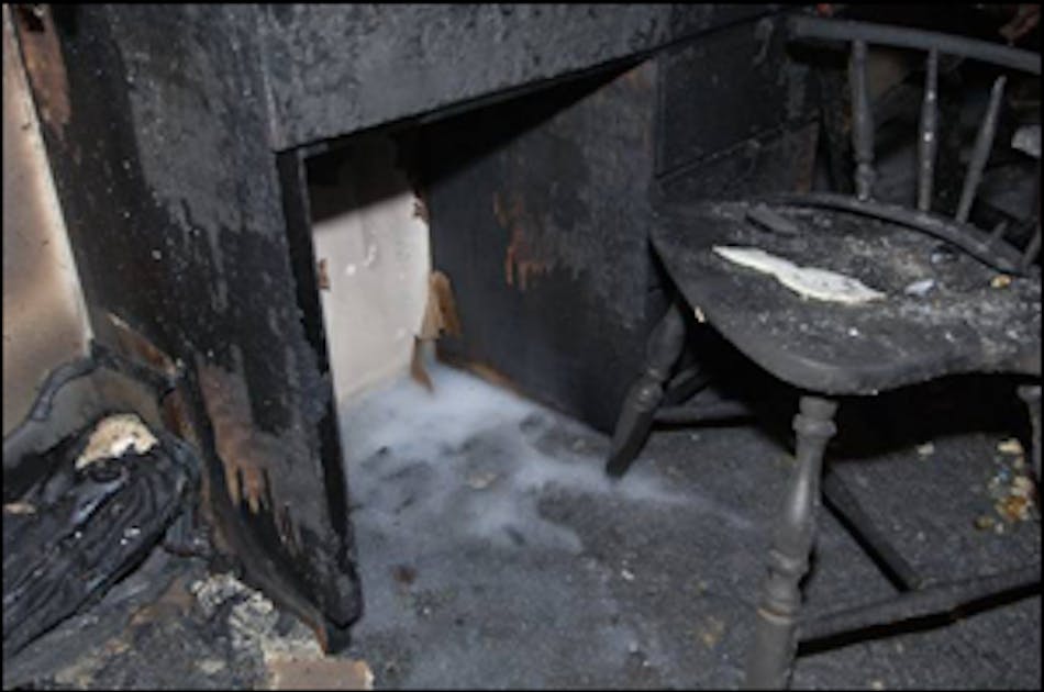 After the second test burn, where extra foam was used to control the fire, the water would pool in lower areas but the foam would not slow fire investigators work.
