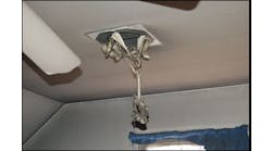 Extreme heat distorted a light fixture on the ceiling of a room on the second floor.