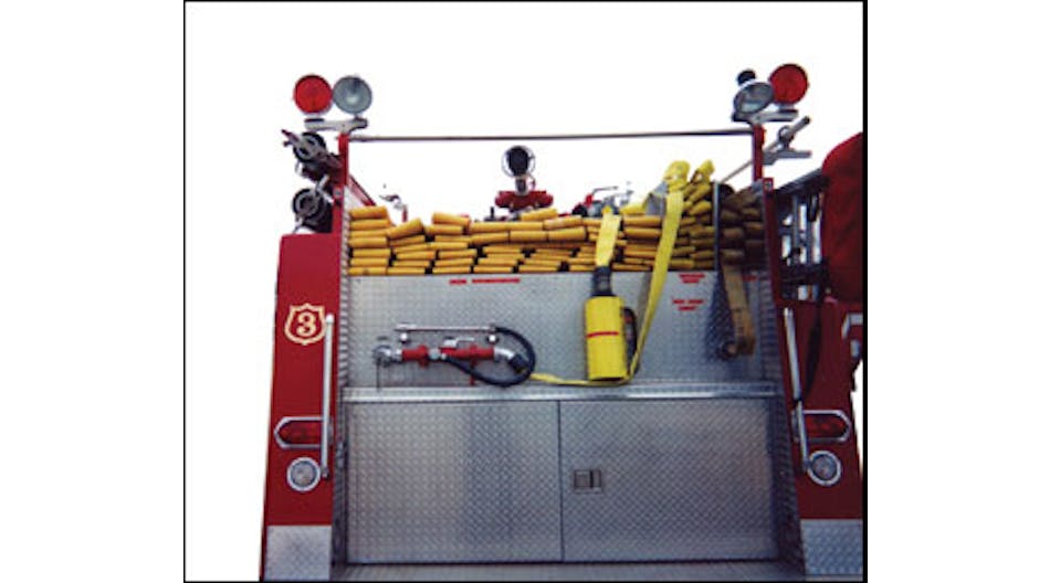 This engine has a bypass eductor externally mounted on the driver&acirc;&euro;&trade;s-side rear discharge. The compartment directly below holds five-gallon containers of foam concentrate. Notice the medium expansion nozzle installed on the end of a rear pre-connect fed by the eductor. This makes getting to work with foam simple and easy, with the minimum number of steps.