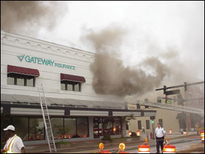 The fire is taking hold shortly before the evacuation order was given.