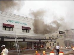 The fire is taking hold shortly before the evacuation order was given. The fire is taking hold shortly before the evacuation order was given.