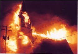 The A-D corner of the building before the steeple collapsed. The A-D corner of the building before the steeple collapsed.