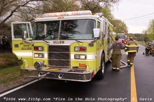 [Photo 5] Probies in rural fire departments need to be aware of their area just like their suburban or urban brothers. The crosslay easily reached this fire in Allen, MD but what if the dwelling was a considerable distance from the hard surface, and the engine/tanker couldn&acirc;&euro;&trade;t get closer than 500'?