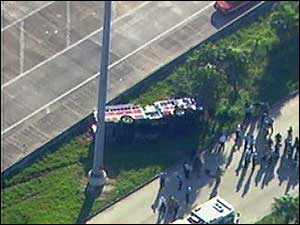 Fire officials said it appears the driver of the truck lost control.