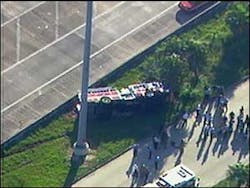 Fire officials said it appears the driver of the truck lost control. Fire officials said it appears the driver of the truck lost control.