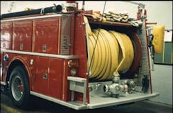 Synthetic-jacket, large-diameter hose, quarter-turn couplings and hydraulic powered reels all entered the fire service mainstream in the 1970s. Synthetic-jacket, large-diameter hose, quarter-turn couplings and hydraulic powered reels all entered the fire service mainstream in the 1970s.