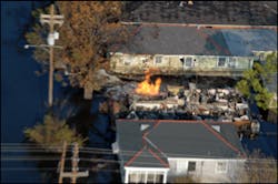 Due to the rapid waters and structures being moved from their foundations, hundreds of gas lines were ruptured or severed, as seen here. It took days, and sometimes week, to shut of the gas utilities to some neighborhoods. Due to the rapid waters and structures being moved from their foundations, hundreds of gas lines were ruptured or severed, as seen here. It took days, and sometimes week, to shut of the gas utilities to some neighborhoods.