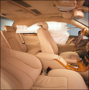 With the occupants removed, this artist rendering shows the total coverage for the driver area.