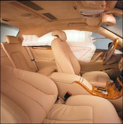 With the occupants removed, this artist rendering shows the total coverage for the driver area. With the occupants removed, this artist rendering shows the total coverage for the driver area.