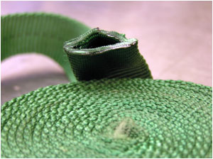 Photo 1: Webbing is available in both flat and tubular with two different variations of tubular on the market: edge stitched and shuttle loom. Shown here is the XXXXX..