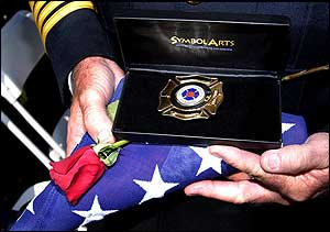 A new addition this year included a commemorative fallen firefighters badge inscribed with the firefighter's name.
