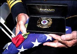 A new addition this year included a commemorative fallen firefighters badge inscribed with the firefighter's name. A new addition this year included a commemorative fallen firefighters badge inscribed with the firefighter's name.