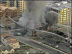 The Santa Clara fire department said this was a five-alarm fire. The Santa Clara fire department said this was a five-alarm fire.