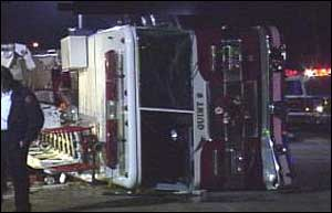 Firefighters said the thief walked up, jumped in the truck, backed it up into a building and took off.