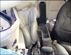 An interior look through the broken windshield is critical for the rescue officer to complete. This view would help with determining the number of patients and potentially the degree of injury and entrapment. An interior look through the broken windshield is critical for the rescue officer to complete. This view would help with determining the number of patients and potentially the degree of injury and entrapment.