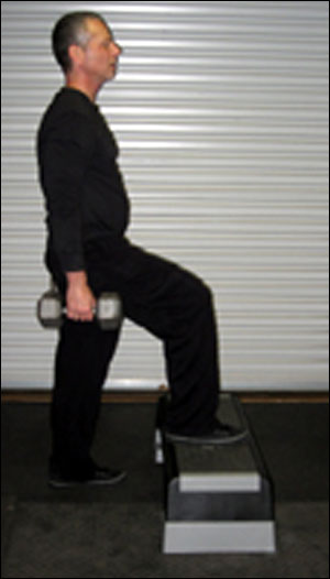 Step Ups: You will perform one set of step ups after every one arm set of the push press and snatch