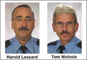 Winnipeg fire captains Harold Lessard and Tom Nichols.