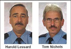 Winnipeg fire captains Harold Lessard and Tom Nichols. Winnipeg fire captains Harold Lessard and Tom Nichols.