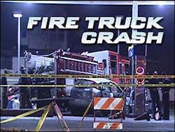 The truck jumped the curb and hit a Ford Focus, pushing the car into the gas pumps. The truck jumped the curb and hit a Ford Focus, pushing the car into the gas pumps.