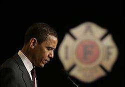 Democratic Presidential hopeful Sen. Barack Obama, D- Ill. addresses the IAFF Bipartisan 2008 Presidential Forum in Washington, March 14. Democratic Presidential hopeful Sen. Barack Obama, D- Ill. addresses the IAFF Bipartisan 2008 Presidential Forum in Washington, March 14.