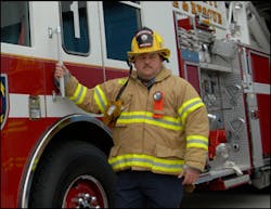 Firefighter James Blount III pulled two drivers to safety following a fiery crash involving a tractor trailer and a utility truck last July. Firefighter James Blount III pulled two drivers to safety following a fiery crash involving a tractor trailer and a utility truck last July.