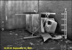 Photo 4 - A collapse has completely obstructed all heat from the victim. As such, firefighters must consider the nature of the incident and whether potential victims are in the debris. Photo 4 - A collapse has completely obstructed all heat from the victim. As such, firefighters must consider the nature of the incident and whether potential victims are in the debris.