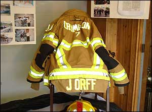 The turnout gear of Crumpton Firefighter Jonathan Orff.