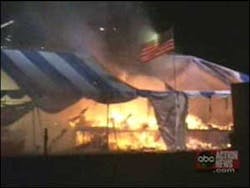 Five people were inside the stand, two were injured. Five people were inside the stand, two were injured.