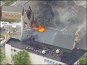 Officials said they believe the fire may have been started by a lightning strike.