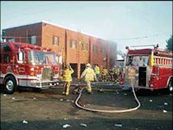 Firefighters work at the scene of a blaze that gutted the two-story section of the Glasco Firehouse. Firefighters work at the scene of a blaze that gutted the two-story section of the Glasco Firehouse.