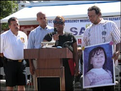 Pictured left to right: Chief Rubin, Mayor Fenty, Ms. Sutton and A’sia Sutton’s father holding a picture of the girl. Pictured left to right: Chief Rubin, Mayor Fenty, Ms. Sutton and A’sia Sutton’s father holding a picture of the girl.