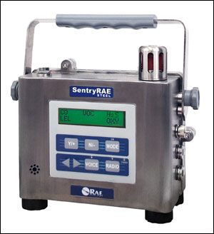 SentryRAE Steel, a 5-gas multi-sensor toxic gas monitor for extremely hazardous environments.
