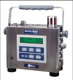 SentryRAE Steel, a 5-gas multi-sensor toxic gas monitor for extremely hazardous environments.