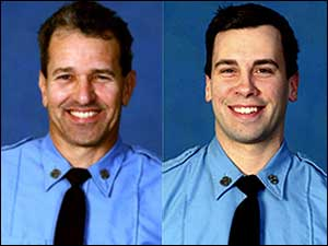 FDNY firefighters Robert Beddia, left, and Joe Graffagnino