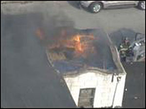 Part of the church roof collapsed.