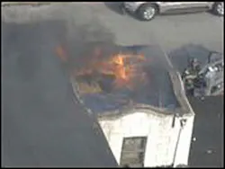 Part of the church roof collapsed.