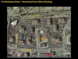 The use of technology and creativity can add to the preplan. This image uses a Google Earth photo to show the relative location of an office building and nearby buildings. The use of technology and creativity can add to the preplan. This image uses a Google Earth photo to show the relative location of an office building and nearby buildings.