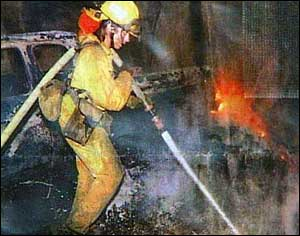 Linman and her crew were trying to protect a home in the remote East County community of Potrero when they found themselves in trouble.