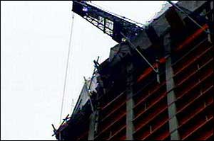 Authorities said a worker fell about 30 feet at the 46-story building under construction and was pronounced dead at the scene.