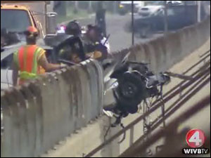 Police have not yet revealed the identity of the driver, or his condition, but firefighters are breathing a sigh of relief.