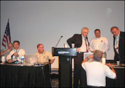 From left, Kevin Roche, Brian Crawford, Tim Sendelbach, J. Gordon Routley, Pete Piringer, Michael Chiramonte.